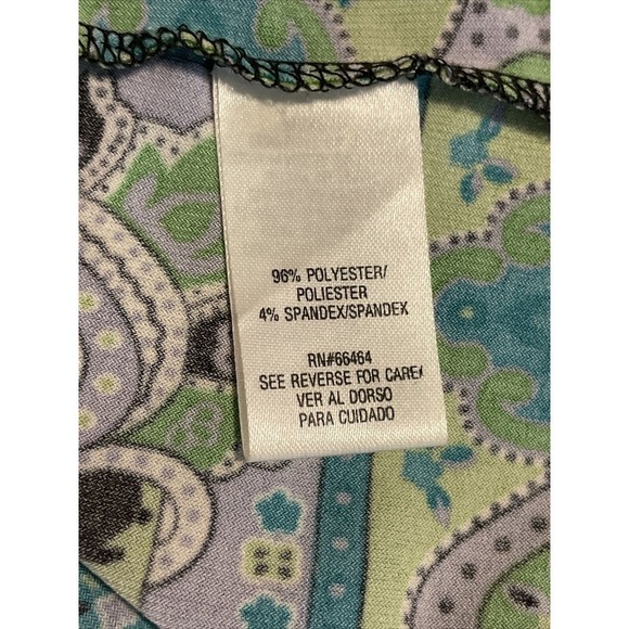 Sandra Darren Dress 12 Blue Green Knee Length Collarless Short Sleeve - Picture 9 of 10